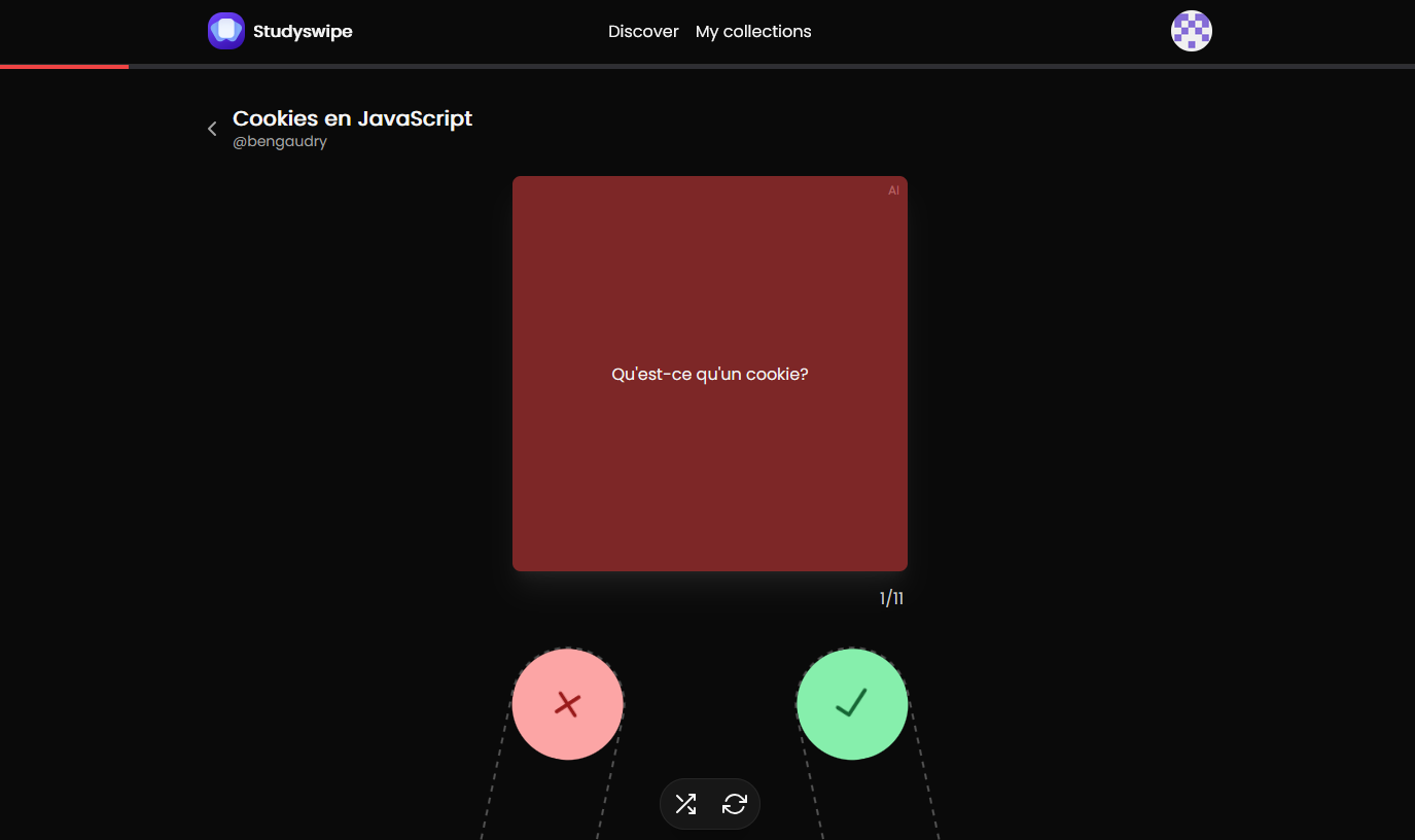Studyswipe screenshot